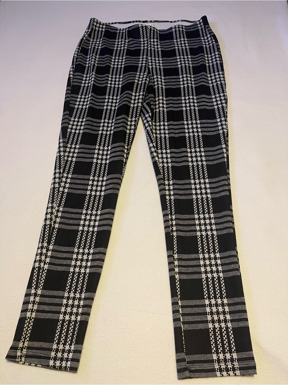 eye candy Black & White Plaid Boot‑Cut Trousers